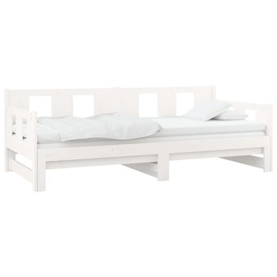 vidaXL Dormeuse Estraibile Bianca Legno Massello di Pino 2x(90x190) cm