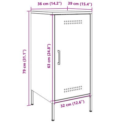 vidaXL Credenza Bianca 36x39x79 cm in Acciaio