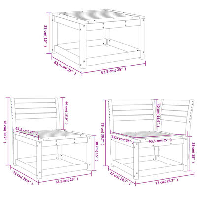 vidaXL Set Salotto da Giardino 7 pz in Legno Massello di Pino