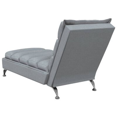 vidaXL Chaise Longue con Cuscini Grigio Chiaro in Tessuto