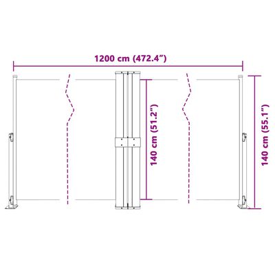 vidaXL Tenda da Sole Laterale Retrattile Crema 140x1200 cm