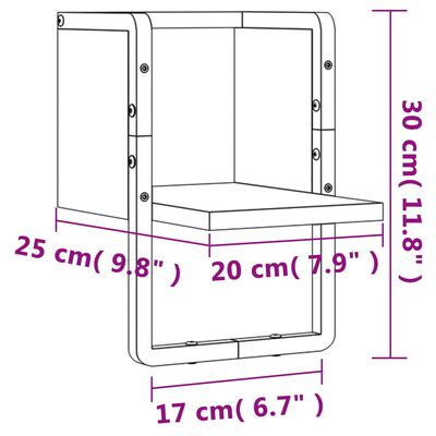 vidaXL Mensola a Parete con Asta Grigio Sonoma 20x25x30 cm