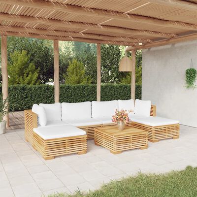 vidaXL Set Divani da Giardino 7 pz con Cuscini Legno Massello di Teak