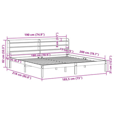 vidaXL Letto senza Materasso Bianco 180x200 cm Legno Massello di Pino