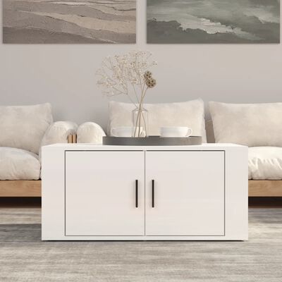 vidaXL Tavolino da Salotto Bianco Lucido 80x50x36cm Legno Multistrato