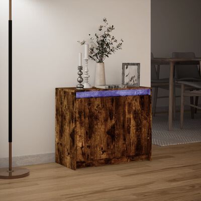 vidaXL Credenza con LED Rovere Fumo 72x34x61 cm in Legno Multistrato