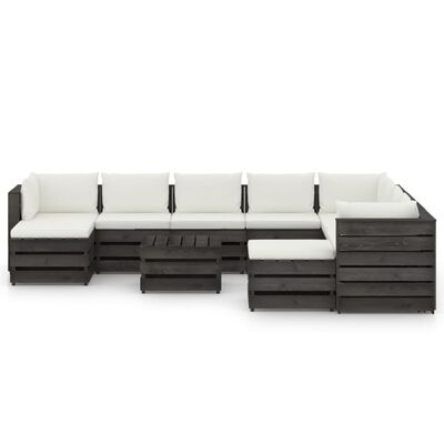 vidaXL Set Salotto Giardino con Cuscini 11 pz Legno Impregnato Grigio