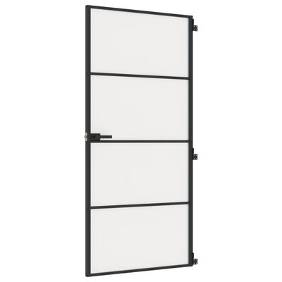 vidaXL Porta Interni Sottile Nera 93x201,5cm Vetro Temperato Alluminio