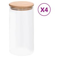 vidaXL Barattoli di Vetro con Coperchio in Bambù 4 pz 1200 ml