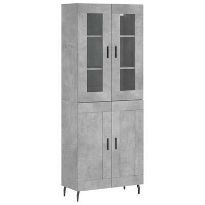 vidaXL Credenza Grigio Cemento 69,5x34x180 cm in Legno Multistrato