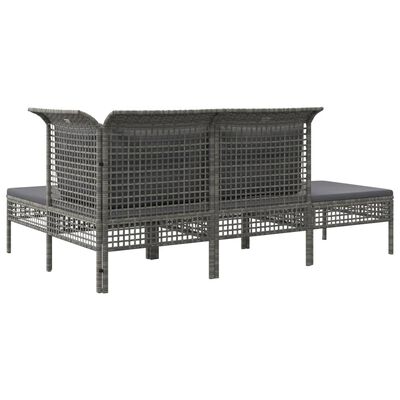 vidaXL Set Divani da Giardino 4 pz con Cuscini in Polyrattan Grigio