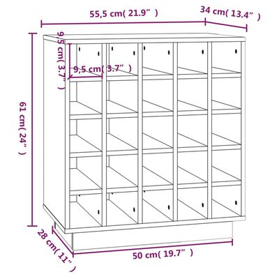 vidaXL Portabottiglie ambra 55,5x34x61 cm in Legno Massello di Pino