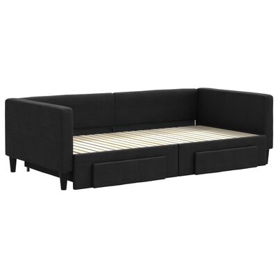 vidaXL Divano Letto Estraibile con Cassetti Nero 100x200 cm in Tessuto