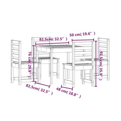 vidaXL Set da Pranzo per Giardino 5 pz in Legno Massello di Douglas