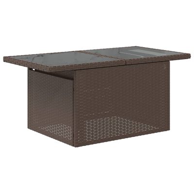 vidaXL Tavolo da Giardino Piano Vetro Marrone 100x55x73 cm Polyrattan