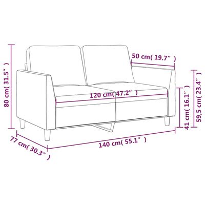 vidaXL Divano a 2 Posti Nero 120 cm in Similpelle