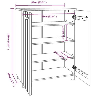 vidaXL Scarpiera HAMAR ambra 85x40x108 cm in Legno Massello di Pino