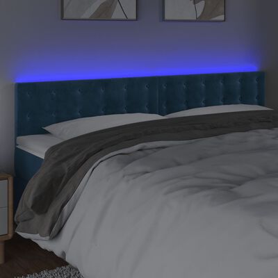 vidaXL Testiera a LED Blu scuro 160x5x78/88 cm in Tessuto