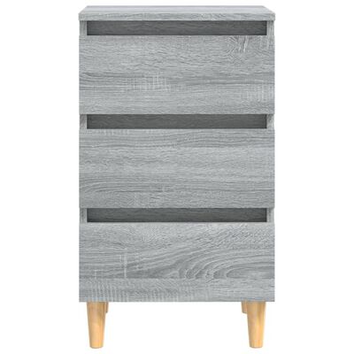 vidaXL Comodino con Gambe in Legno Massello Grigio Sonoma 40x35x69 cm