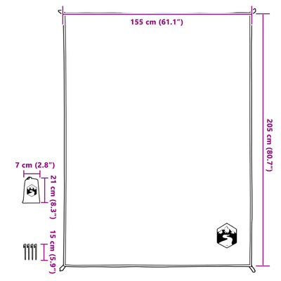 vidaXL Tovaglia da Picnic con Picchetti Grigio e Arancione 205x155 cm