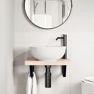 vidaXL Reggimensole per Lavabo 2 pz Nere Trapezio in Acciaio