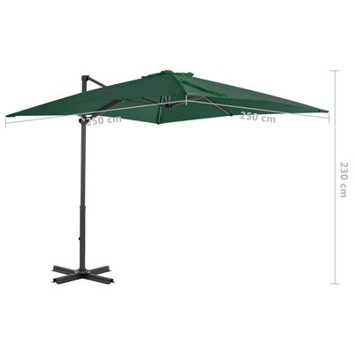 vidaXL Ombrellone a Sbalzo con Palo in Alluminio 250x250 cm Verde