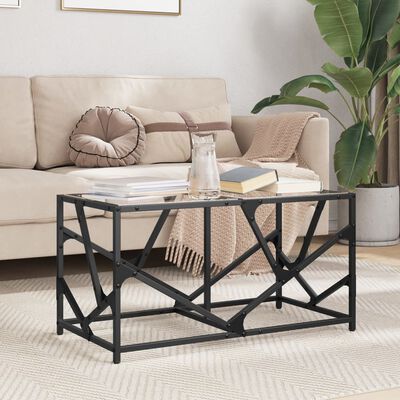 vidaXL Tavolini con Piano Vetro Trasparente 2 pz 78,5x40x41 cm Acciaio