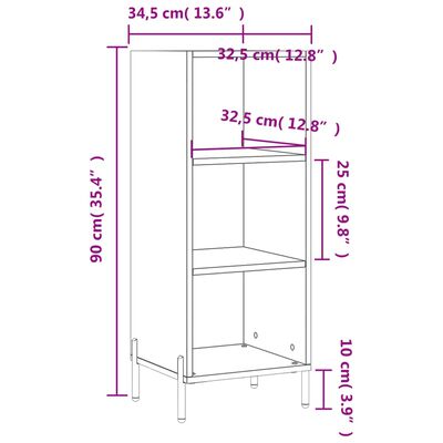 vidaXL Credenza Rovere Marrone 34,5x32,5x90 cm in Legno Multistrato