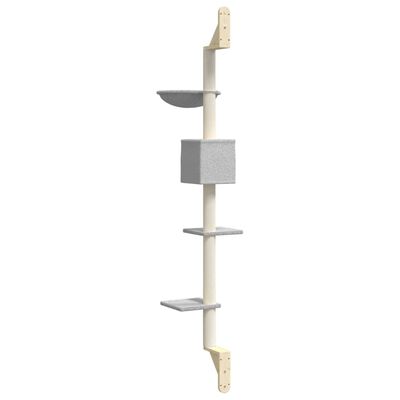 vidaXL Albero per Gatti con Tiragraffi a Parete Grigio Chiaro 187 cm