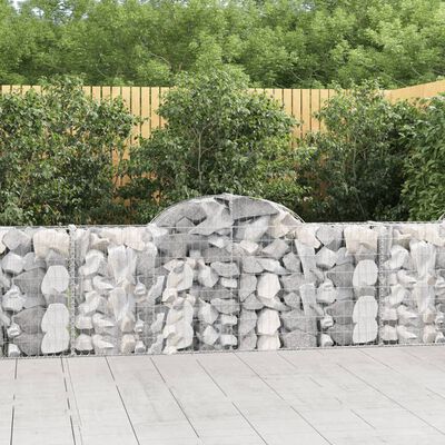 vidaXL Cesti Gabbioni ad Arco 4 pz 200x30x80/100 cm Ferro Zincato