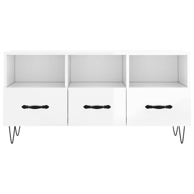 vidaXL Mobile Porta TV Bianco Lucido 102x36x50 cm in Legno Multistrato