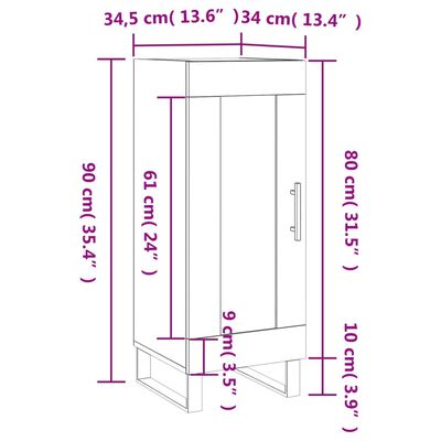 vidaXL Credenza Nero 34,5x34x90 cm in Legno Multistrato