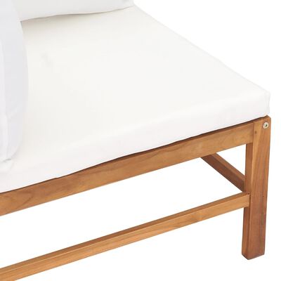 vidaXL Panca da Giardino 2 Posti con Cuscini Crema Legno Massello Teak