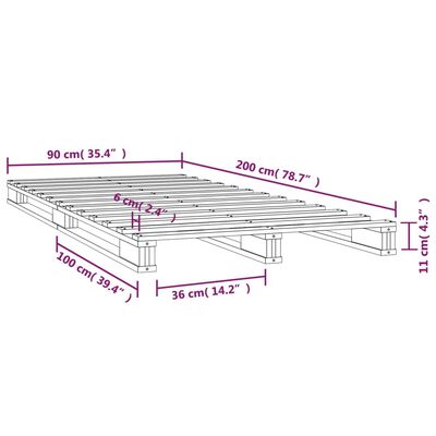 vidaXL Letto a Pallet Bianco 90x200 cm in Legno Massello di Pino