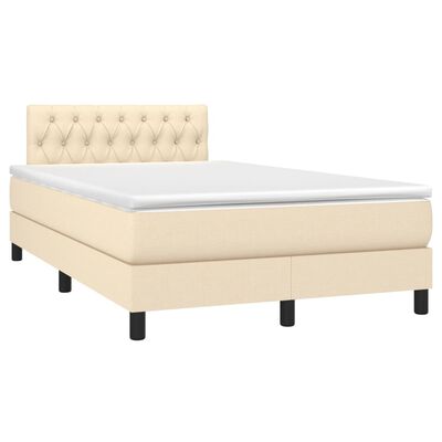 vidaXL Letto a Molle con Materasso e LED Crema 120x190 cm in Tessuto