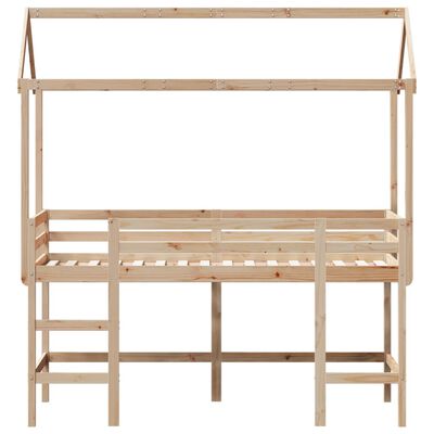 vidaXL Letto Soppalco con Scala e Tetto 80x200 cm Legno Massello Pino