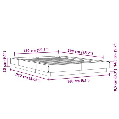 vidaXL Giroletto Nero 140x200 cm in Legno Multistrato