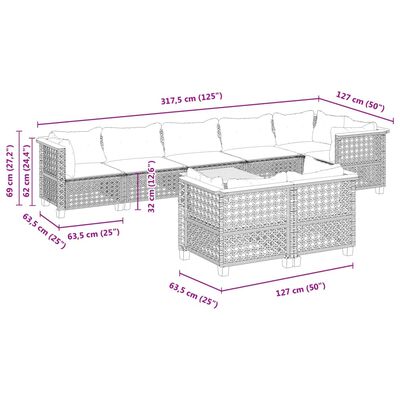 vidaXL Set Divani da Giardino 9 pz con Cuscini Nero in Polyrattan