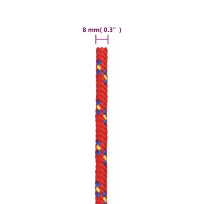 vidaXL Corda per barca Rossa 8 mm 250 m in Polipropilene