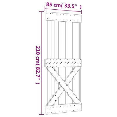 vidaXL Porta Scorrevole con Set Hardware 85x210 cm Legno Massello Pino