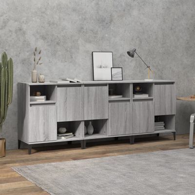 vidaXL Credenze 3pz Grigio Sonoma 60x35x70 cm in Legno Multistrato