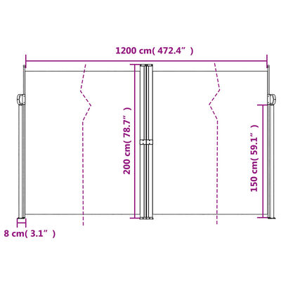 vidaXL Tenda da Sole Laterale Retrattile Blu 200x1200 cm