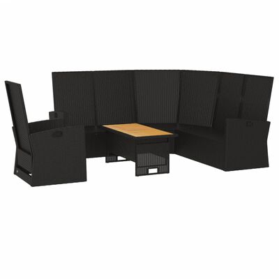 vidaXL Set Divani da Giardino 3 pz con Cuscini Nero in Polyrattan