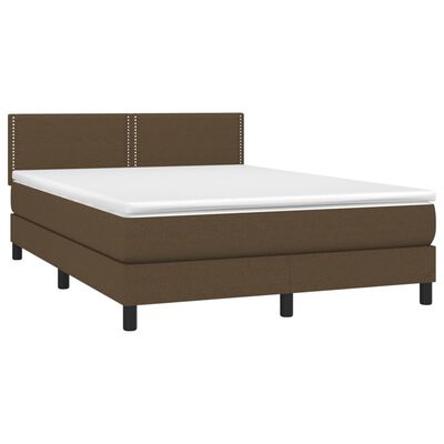 vidaXL Letto a Molle Materasso e LED Marrone Scuro 140x200 cm Tessuto