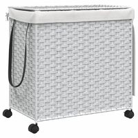 vidaXL Cesto Portabiancheria con Ruote Bianco 60x35x60,5 cm Rattan