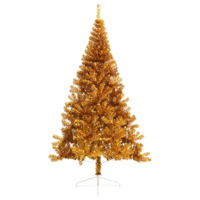 vidaXL Albero di Natale Artificiale a Metà con Supporto Oro 240 cm PET