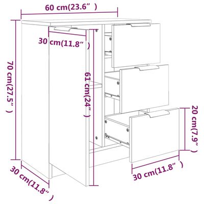 vidaXL Credenza Rovere Fumo 60x30x70 cm in Legno Multistrato