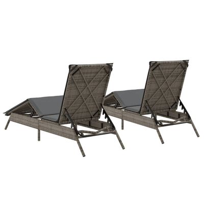 vidaXL Lettini Prendisole 2 pz con Cuscini Grigio in Polyrattan