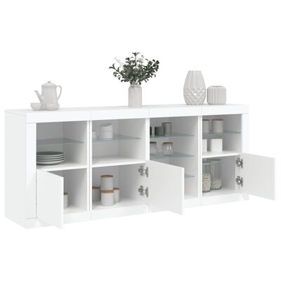 vidaXL Credenza con Luci LED Bianca 164x37x67 cm