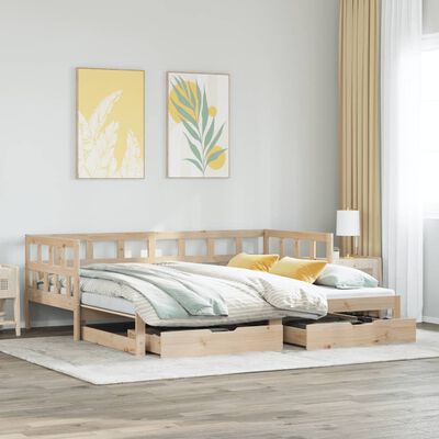 vidaXL Dormeuse con Letto Estraibile e Cassetti 90x200cm Massello Pino